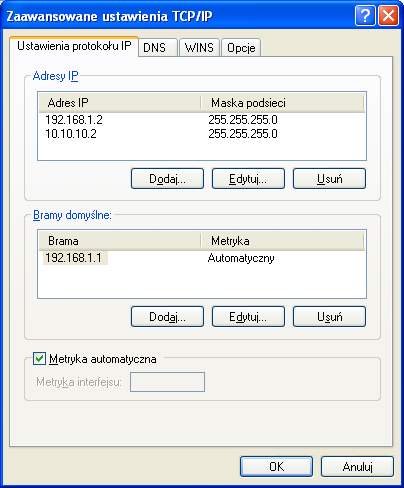 Poprawne ustawienia TCP/IP